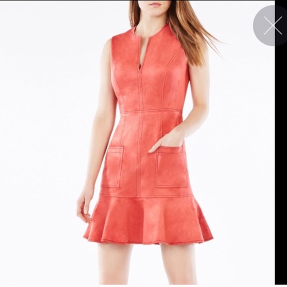 BCBGMaxAzria Dresses & Skirts - Bcbg Maxazria Gilli Faux Suede Flounce Dress
